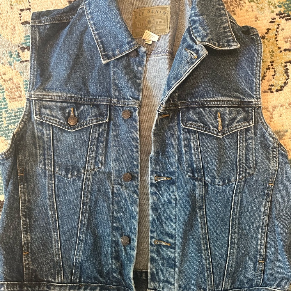 GAP Blue Denim Vest with Button Accents